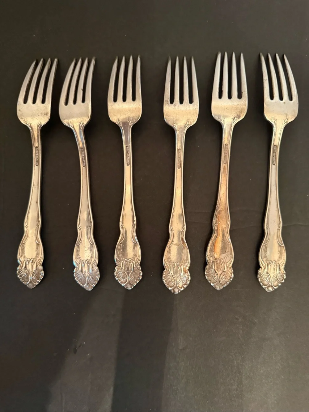 Reed & Barton Silver-Plated Ornate Dessert Forks - Set of 6